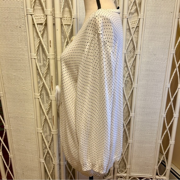 Talbots Charming Cardigan Ivory White Black Mini Dot Cotton Sweater plus size 2X - Picture 4 of 14